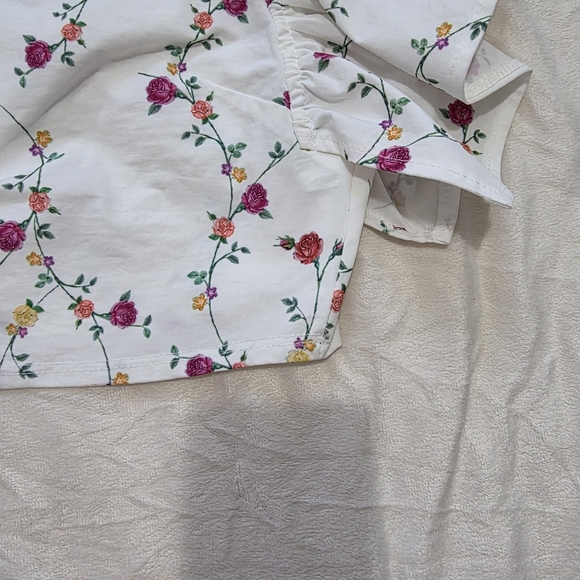 Zara Floral Puff Sleeve Crop Top - Picture 4 of 9